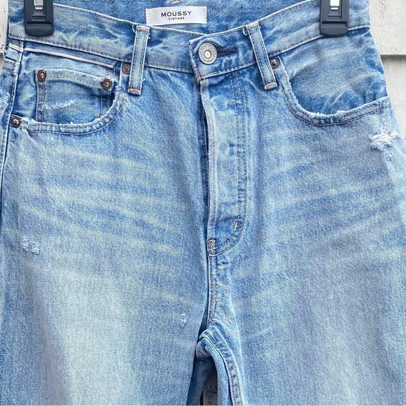 Moussy Vintage Tifton Wide Straight Light Blue Jeans - Picture 7 of 8